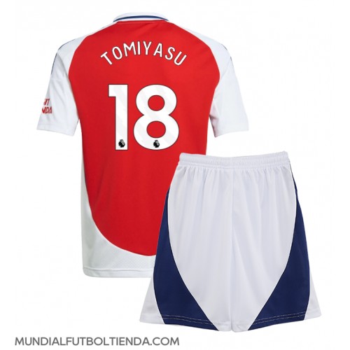 Camiseta Arsenal Takehiro Tomiyasu #18 Primera Equipación Replica 2024-25 para niños mangas cortas (+ Pantalones cortos)